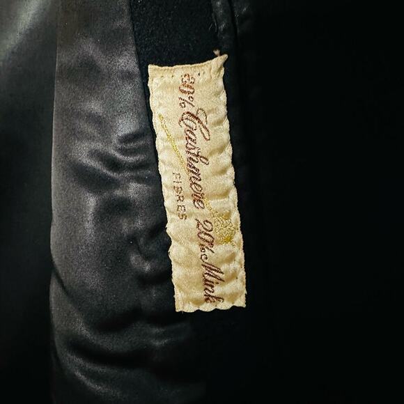 Vintage Sterling Lindner Black Oversized Three Button Cashmere Mink Coat Size XL - Picture 12 of 13